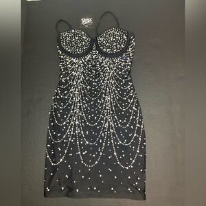 Windsor Beautiful Black Bedazzled dress with Beaded Design